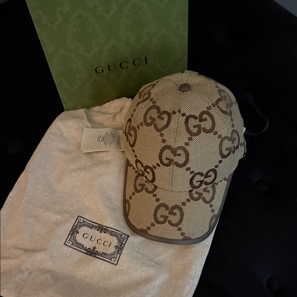 Gucci Beige Monogram Baseball Cap